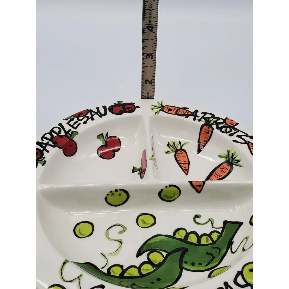 T Cabells Too Child's Divided Plate Magnolia Lane Applesauce Carrots Sweet Peas